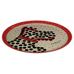 Radley Fleet Street Round Tray, Ivory/Coral